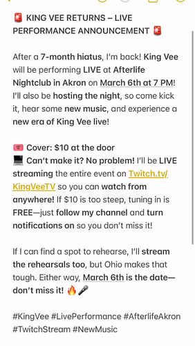 Will you be there virtually or physically??

#music #kingveemusic #twitchstreaming #twitch #twitchstreamers