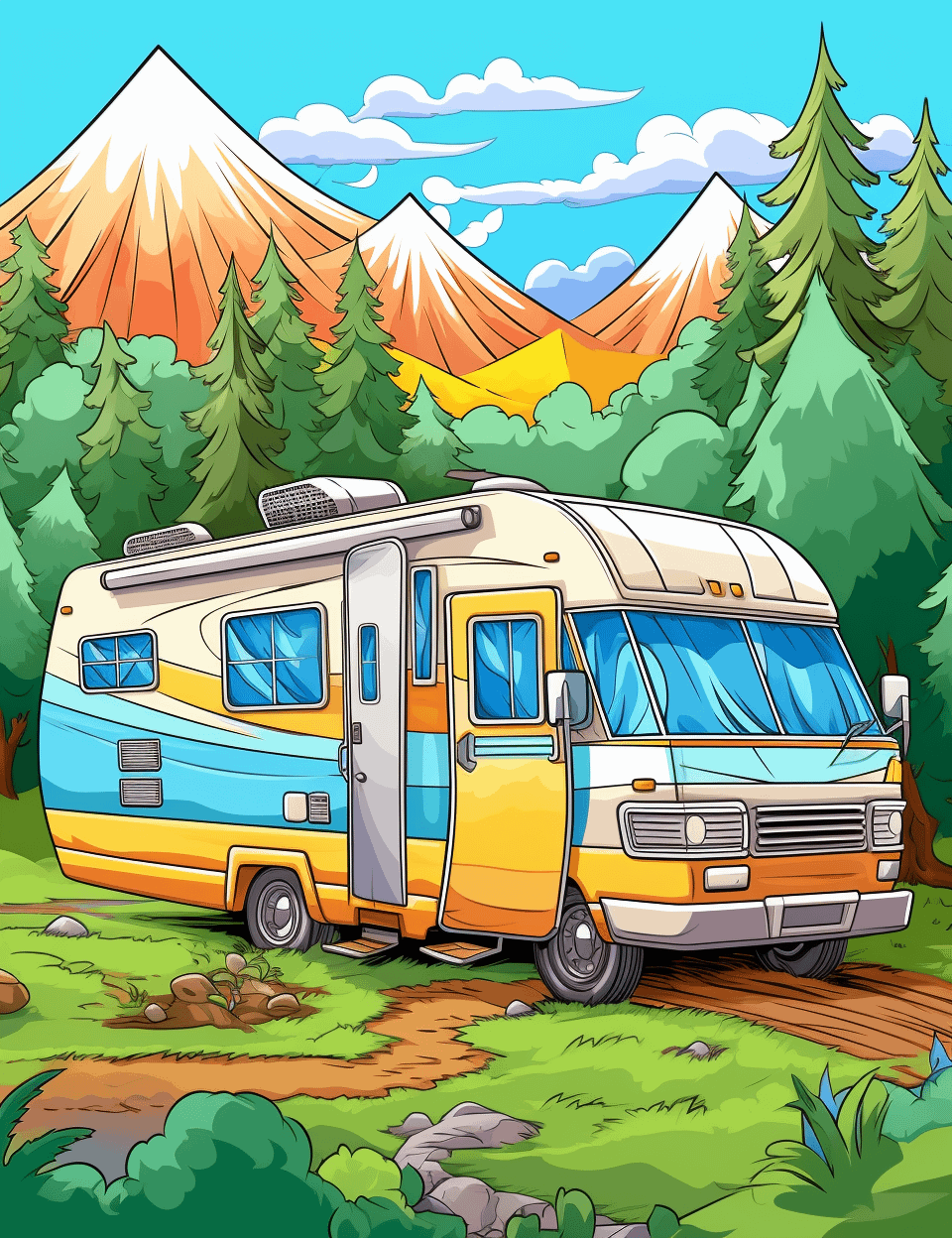 300 RV Road Trip Coloring Pages For Adults product image (5)