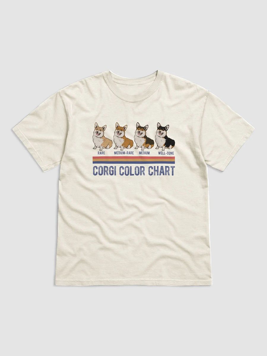 Welsh Corgi Color Chart T-Shirt | Funny Retro-Style Corgi Color Types Using Steak Colors for Reference product image (7)
