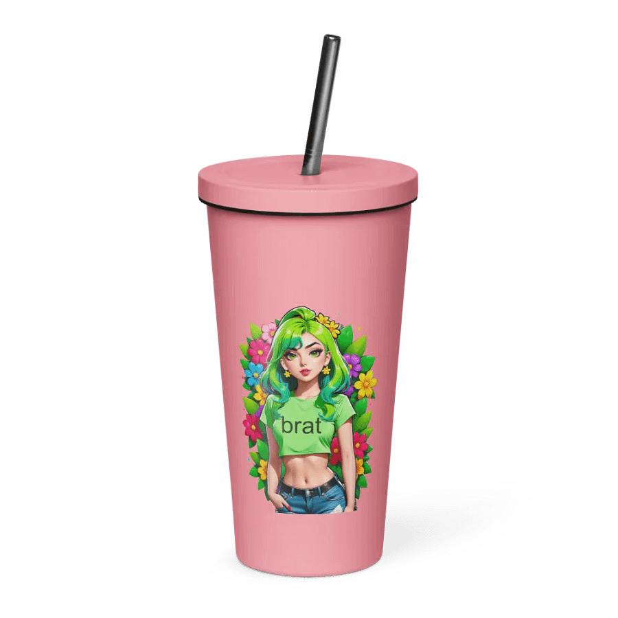 Brat 20 oz Tumbler Cup - Pink - Insulated Tumbler with a Straw v2 product image (1)