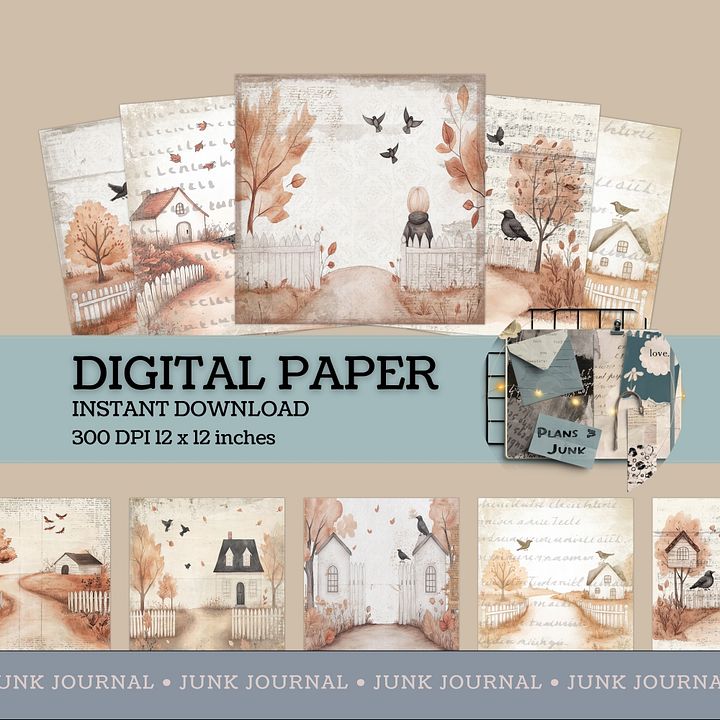 Autumn Crows - Digital Papers V4- Commercial Use product image (1)