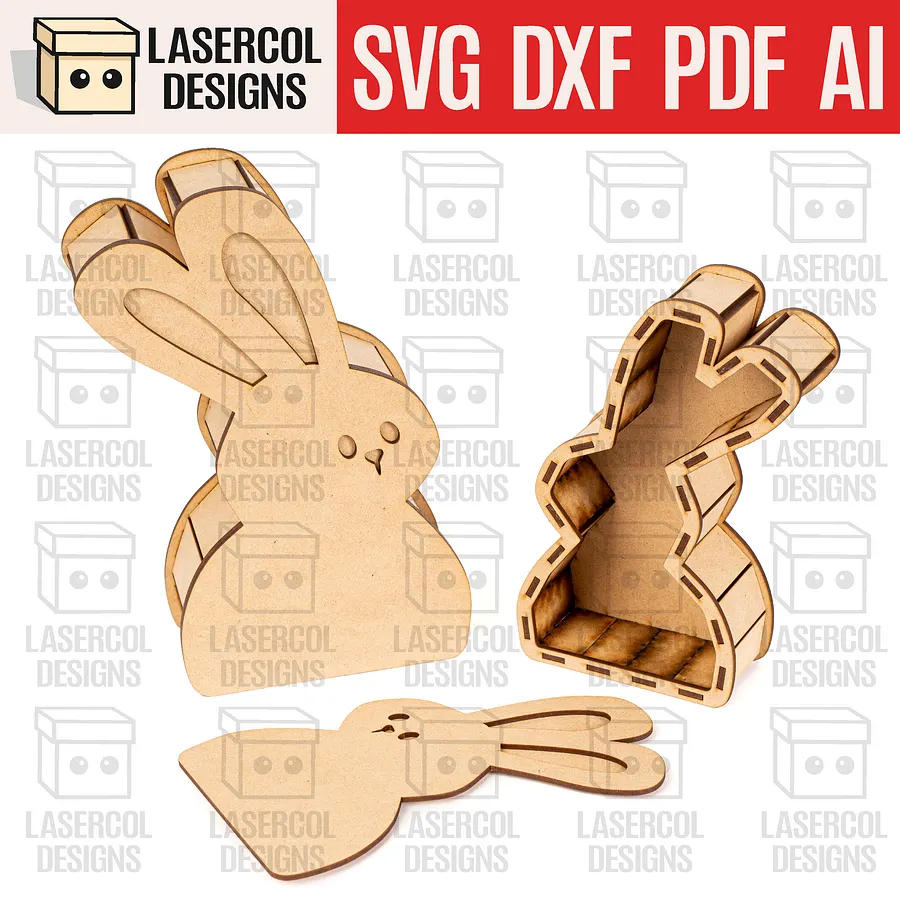 Easter Bunny Shaped Boxes Set 2 - Laser Cut Files product image (1)