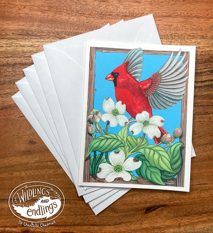 Cardinal + Dogwood - Set of 5 A2 Notecards with Envelopes product image (1)