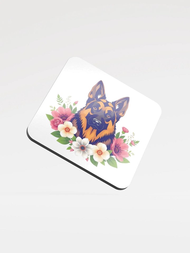 Floral German Shepherd Cork Coaster product image (1)