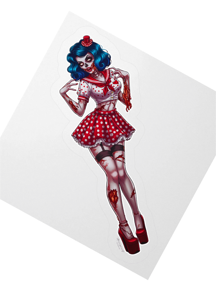 V3 Zombie Pinup Kiss Cut Stickers (Clear Edge) product image (4)
