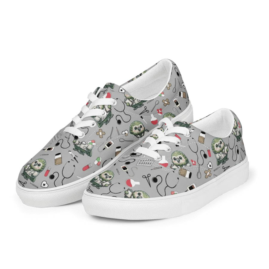 Cute Medical Kakapo Lace-up Canvas Shoes (Grey) product image (1)