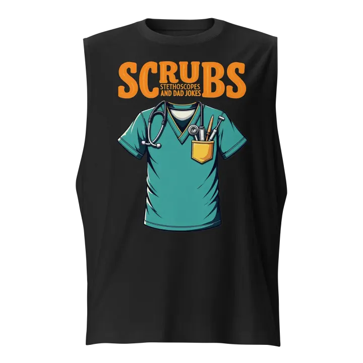 dad jokes, Stylish Scrubs and Stethoscopes Muscle Tank product image (1)