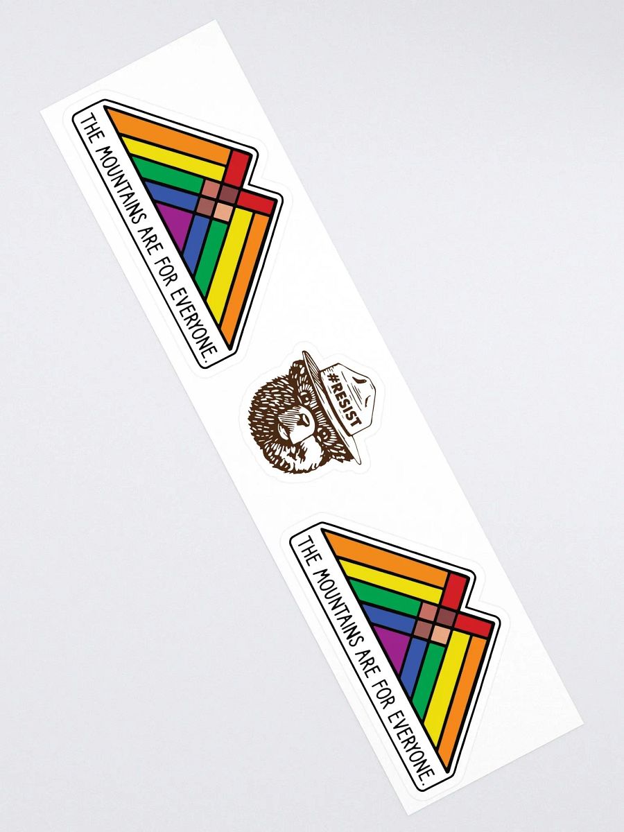 Mountains are for EVERYONE! Double Smokey Rainbow Sticker 15" Collage Vinyl Decal product image (2)