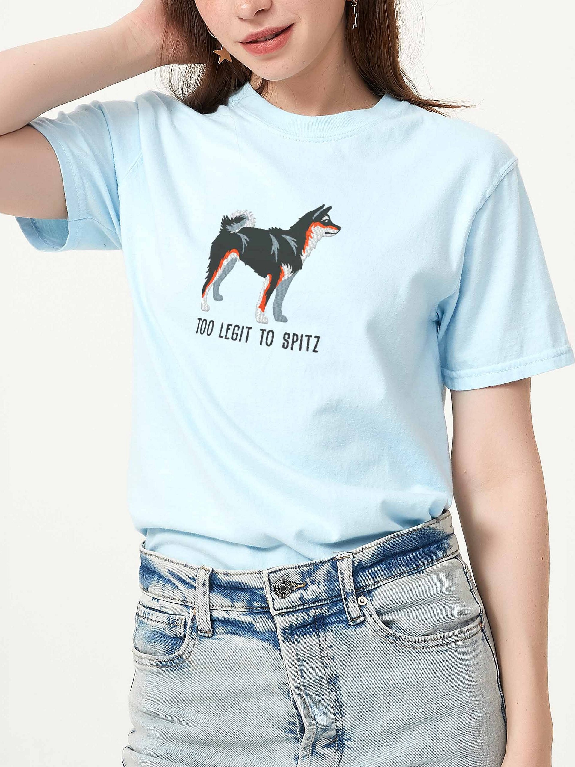 Too Legit to Spitz T-Shirt(Embroidered) of a Shiba Inu(Tricolor) product image (2)