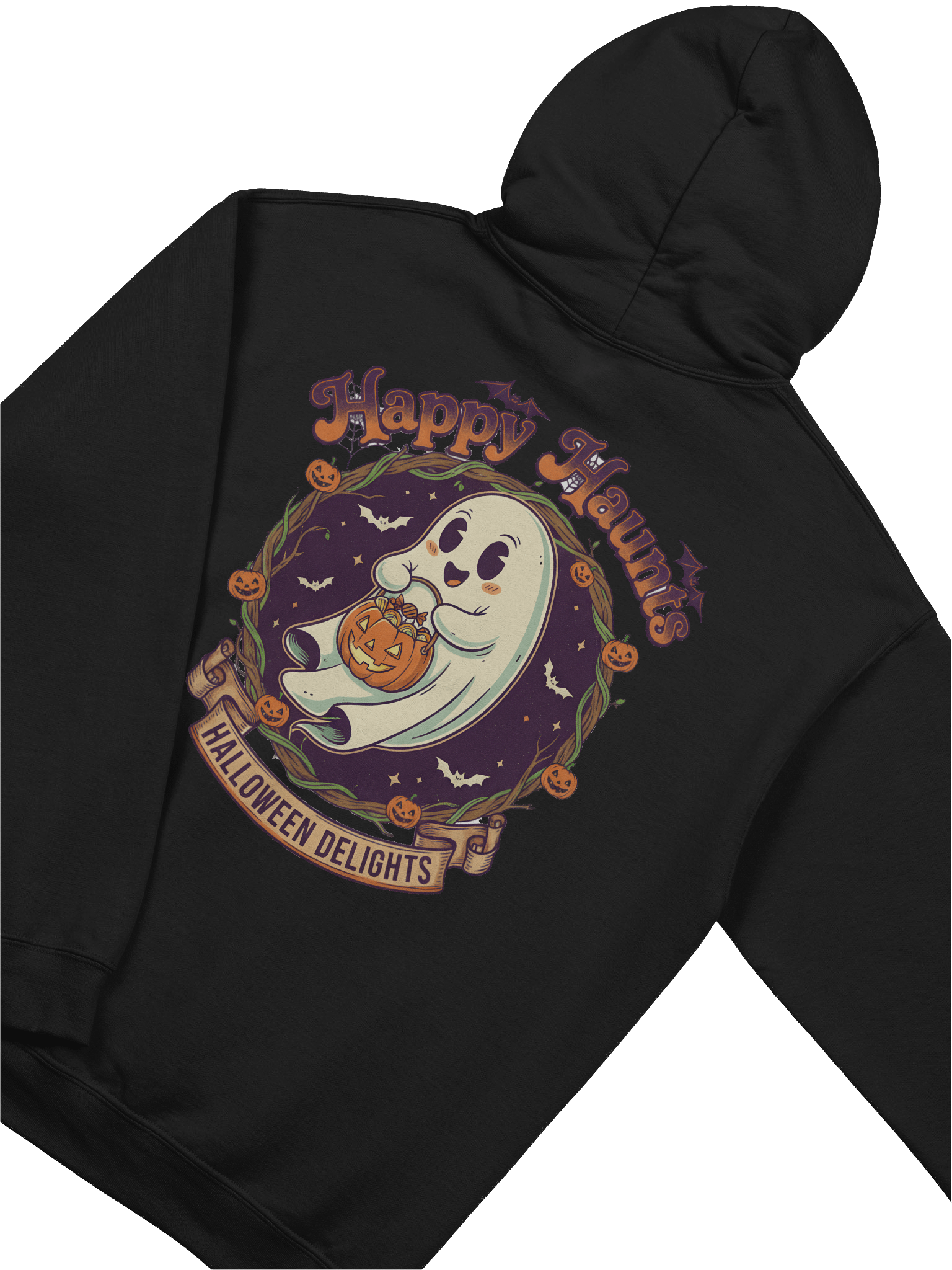 Happy Haunts Halloween Hoodie – Cute Ghost Trick-or-Treat Sweatshirt for Spooky Season Outfits product image (4)