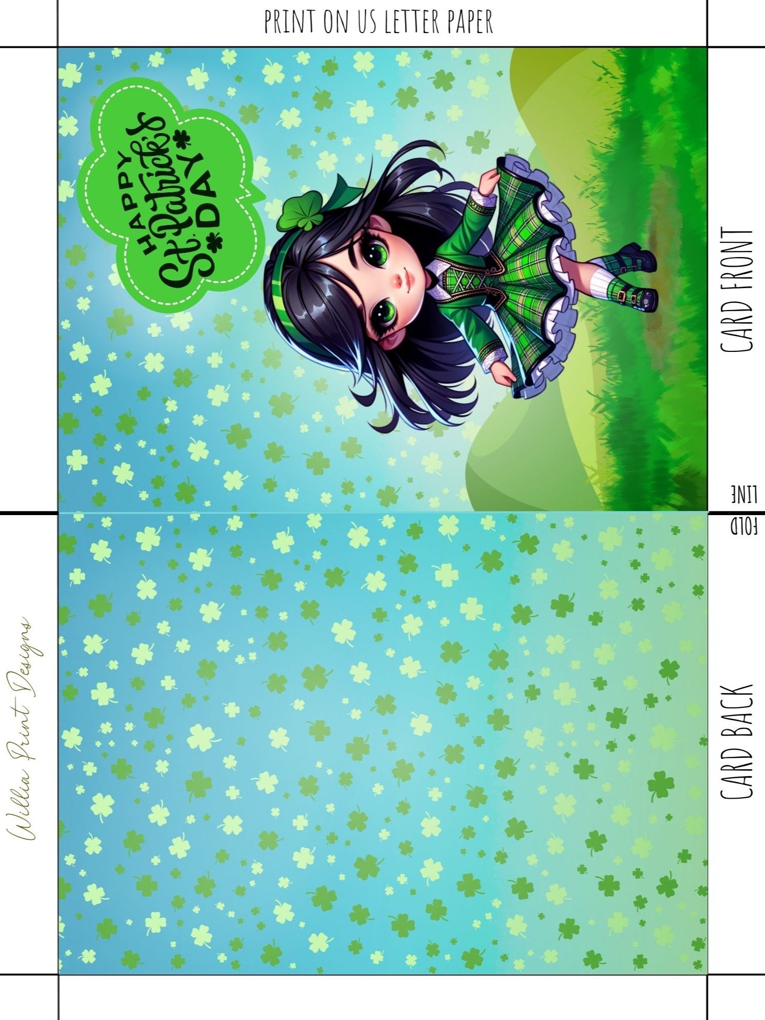Irish Dancing Lass St Patrick's Card (digital download) product image (4)