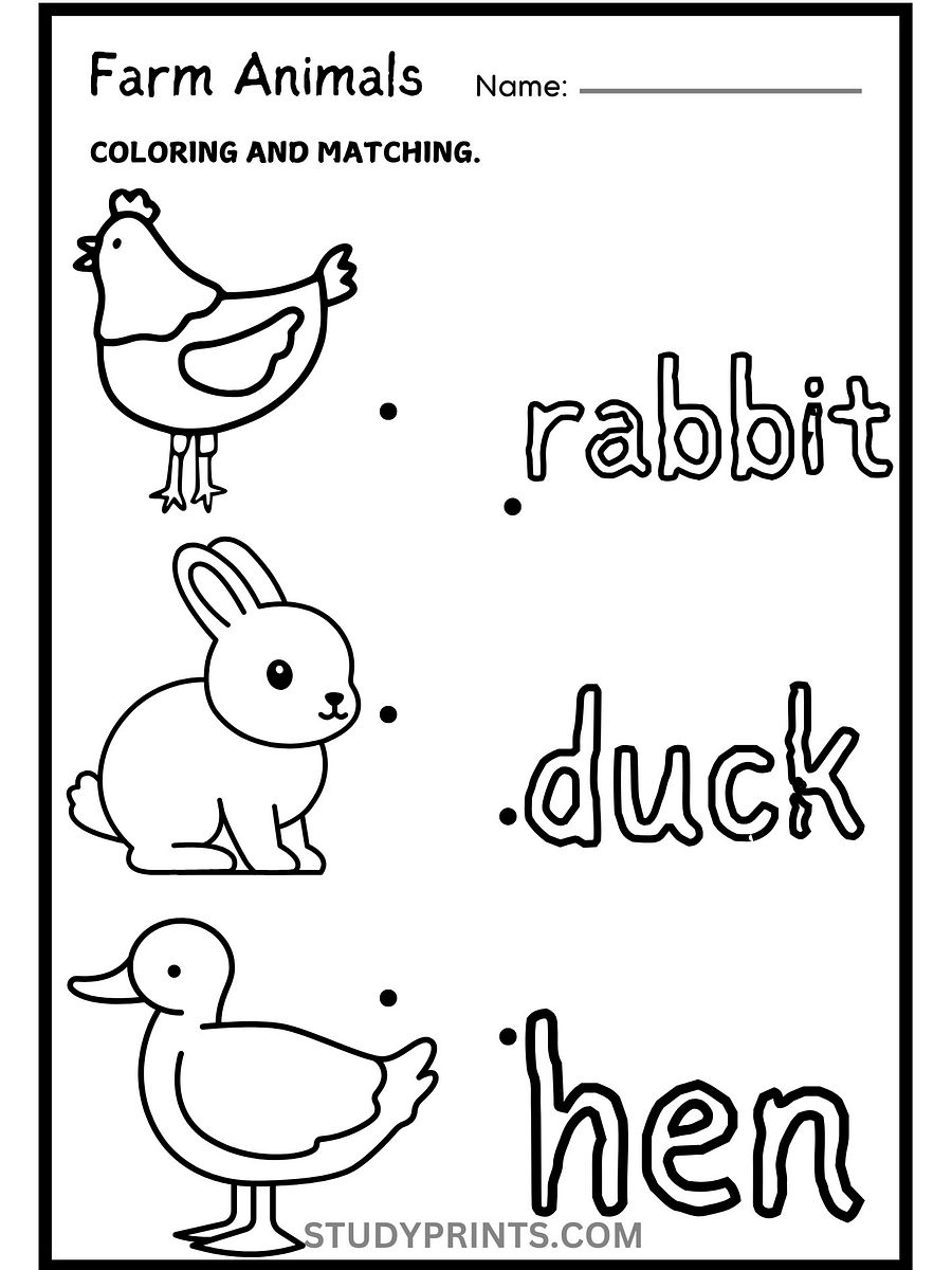 Farm Animals Matching Worksheets for Kids product image (3)