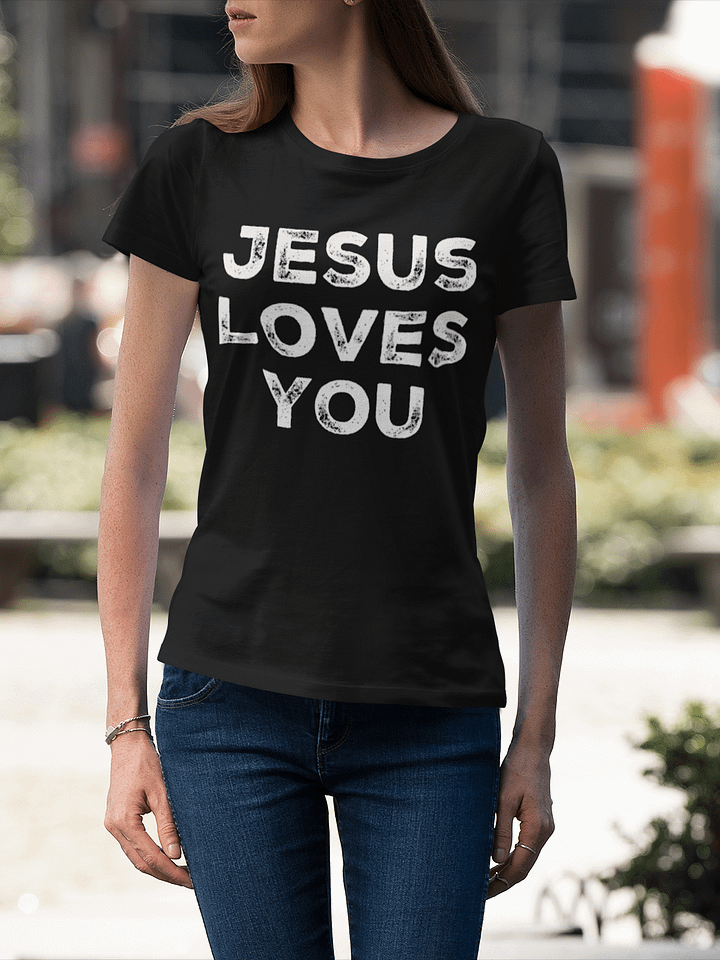 Christian Shirt Black Jesus Loves You product image (2)
