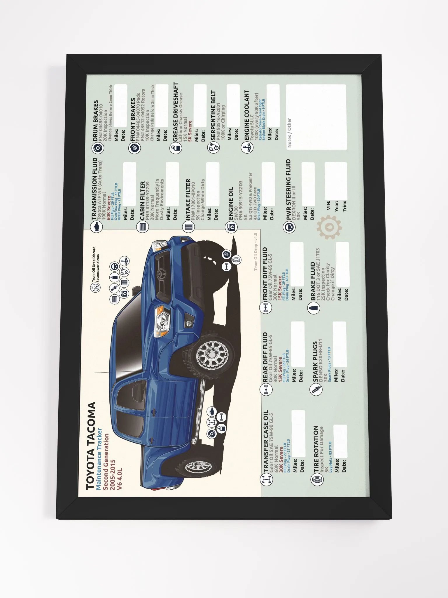 2nd GEN MAINTENANCE TRACKER V1.0 - Blue Ribbon (FRAMED) product image (5)