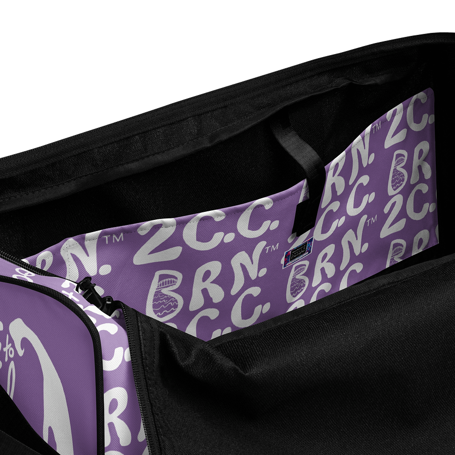 BOURNE to Cape Cod™ | Duffle Bag | BRN.2C.C.™ | Coastal Gym & Travel Gear | 22" All-Over Print Weekender | White Logos on East Side Lavender product image (6)