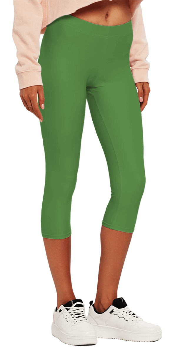 Plain Color Leaf Green Yoga Capri Leggings product image (2)