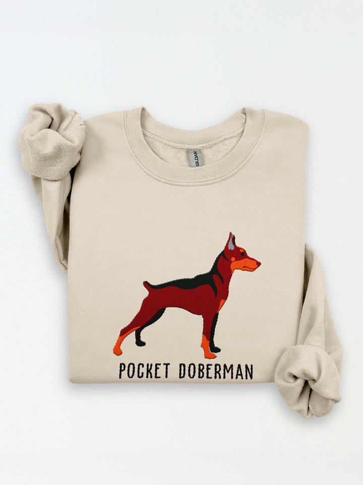 Pocket Doberman Sweatshirt (Embroidered) of a Miniature Pinscher(Red & Tan) product image (1)
