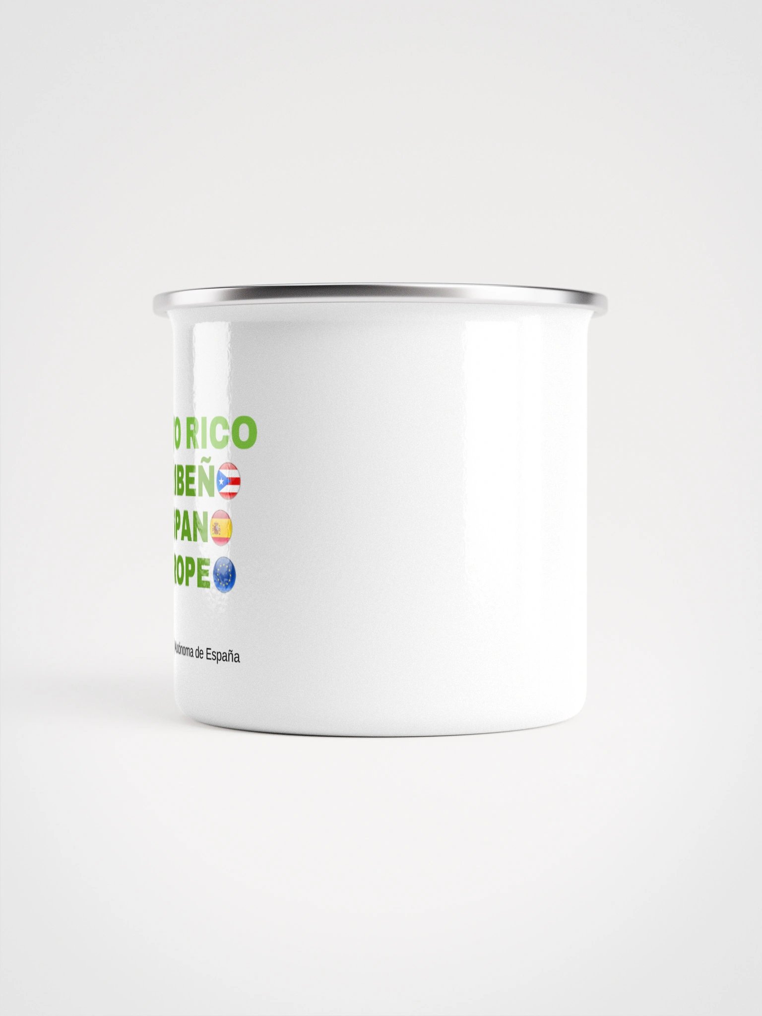 Taza esmaltada blanca - Puerto Rico Caribeño Hispano Europeo product image (3)