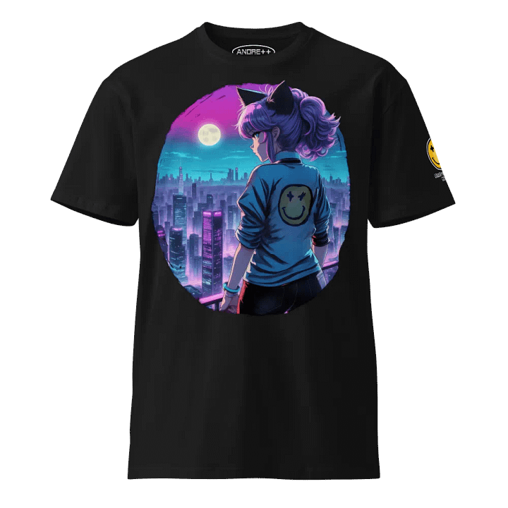 Anime Catgirl Rooftop (AS Colour Unisex Premium T-Shirt) product image (1)