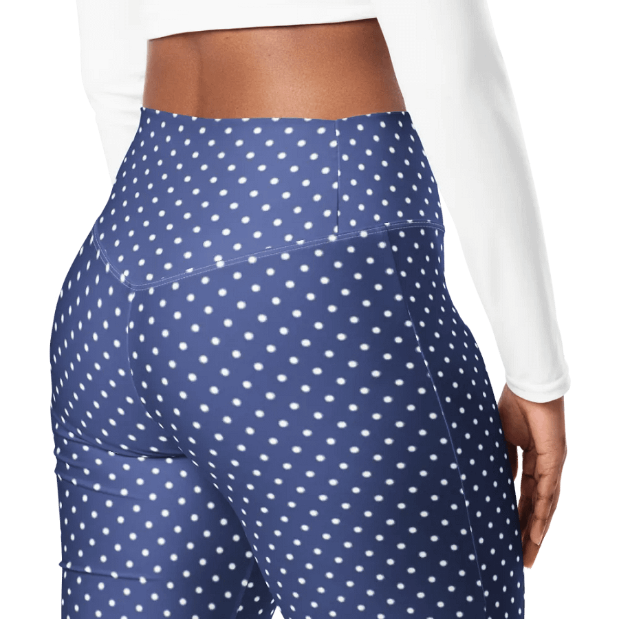 Blue with White Polka-Dots Wide Leg Yoga Pants product image (4)