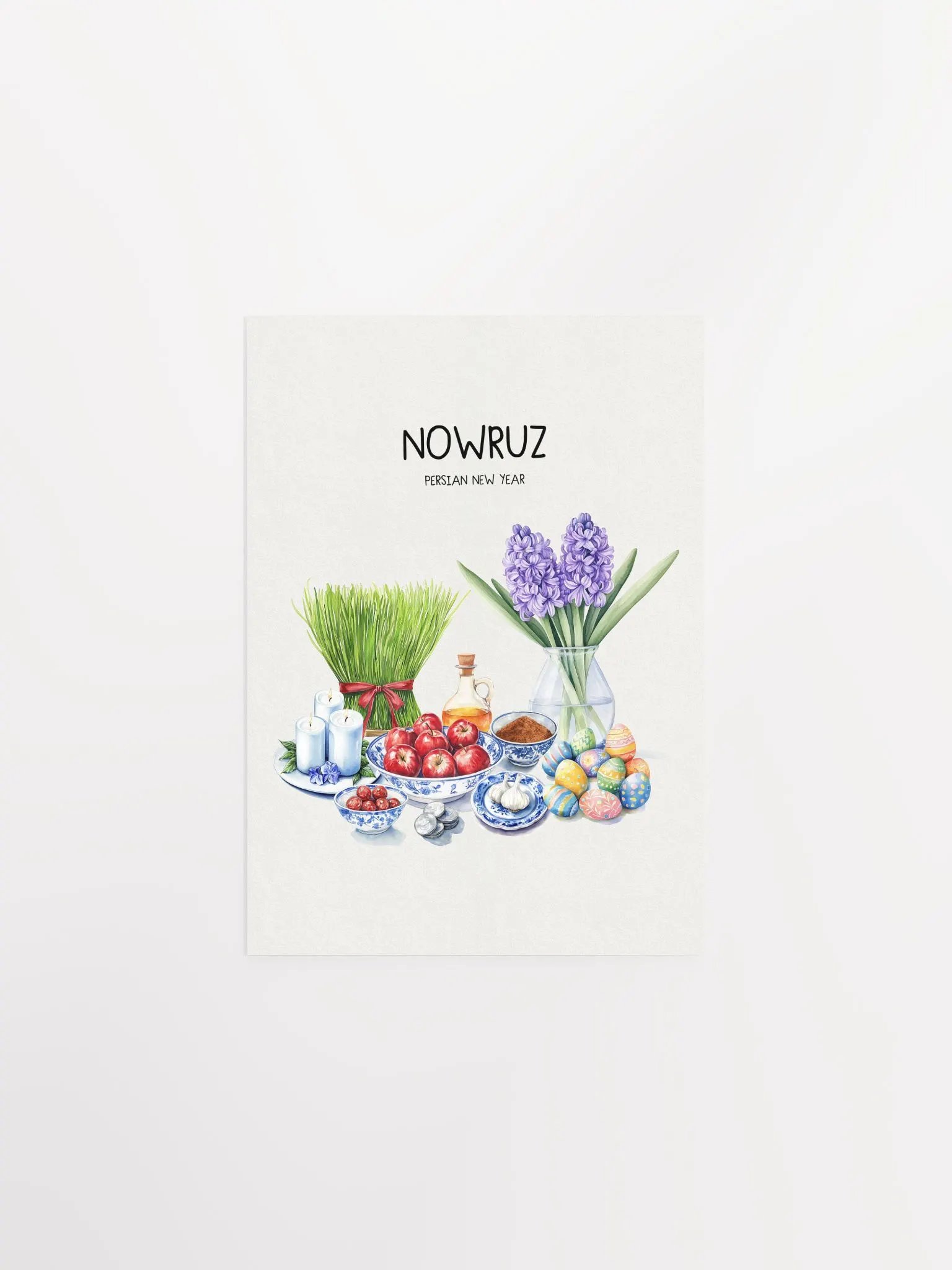 Nowruz Celebration Poster, Nowruz Watercolor Art, Haft-sin Table, Persian New Year, Persian Art product image (3)