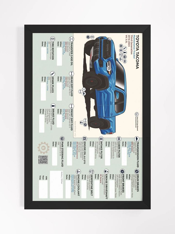 3RD GEN MAINTENANCE TRACKER V1.2 - Blue (FRAMED) product image (2)