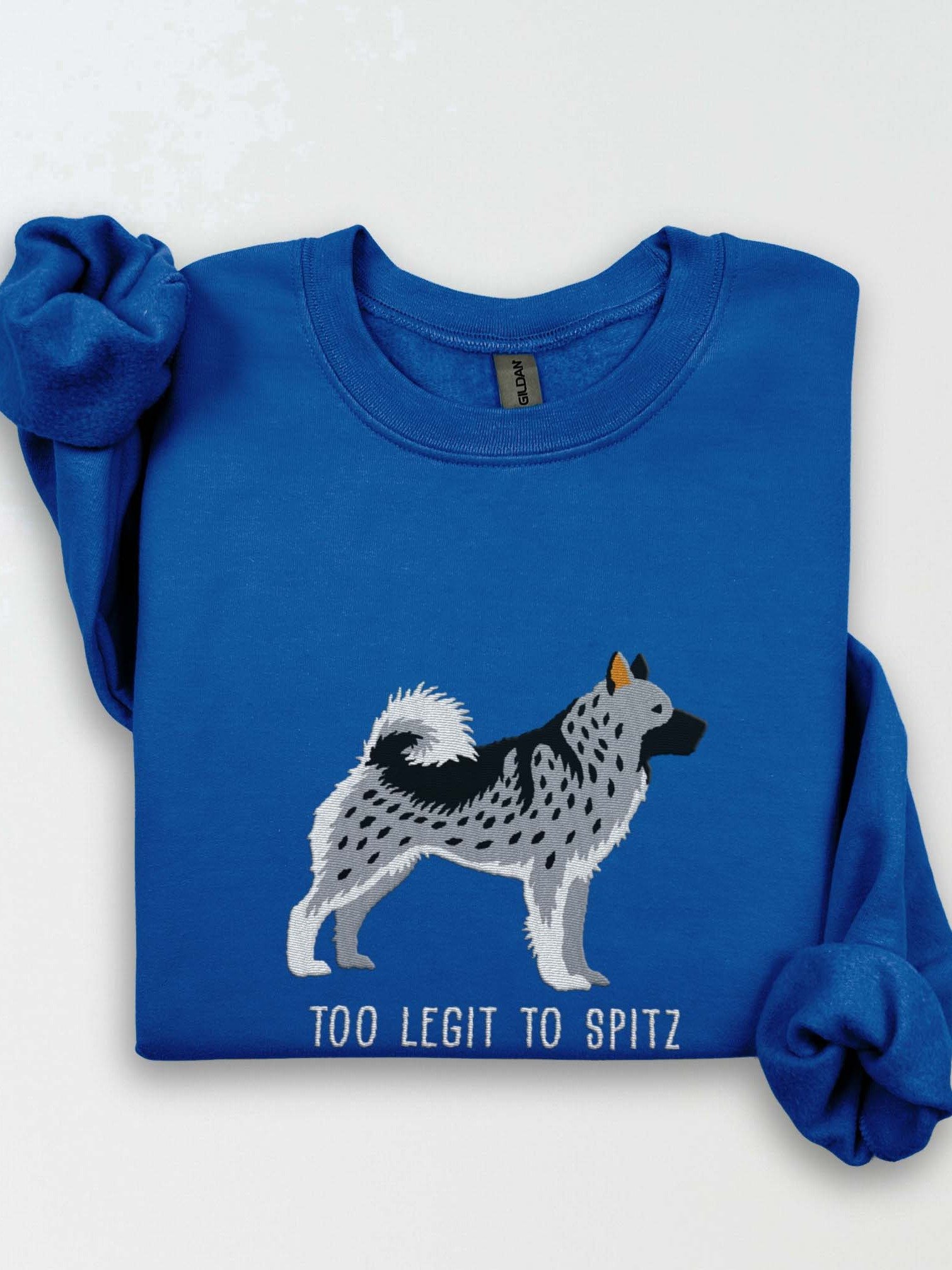 Too Legit to Spitz Sweatshirt (Embroidered) of a Norwegian Elkhound(Gray) product image (1)