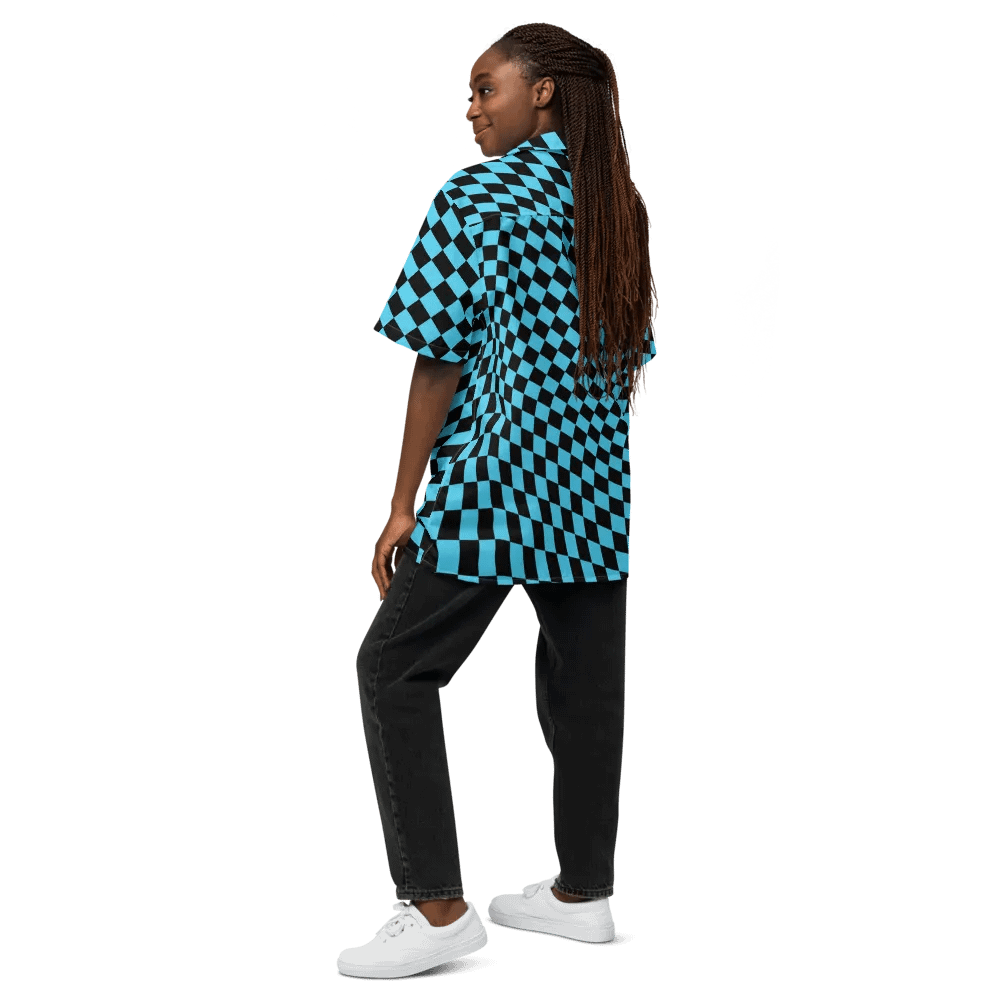 Vintage Retro Distorted Checkerboard Unisex Hawaiian Shirt product image (12)