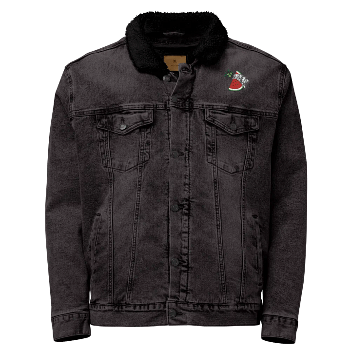 Recycled Sherpa Lined Denim Jacket Watermelon Logo product image (1)