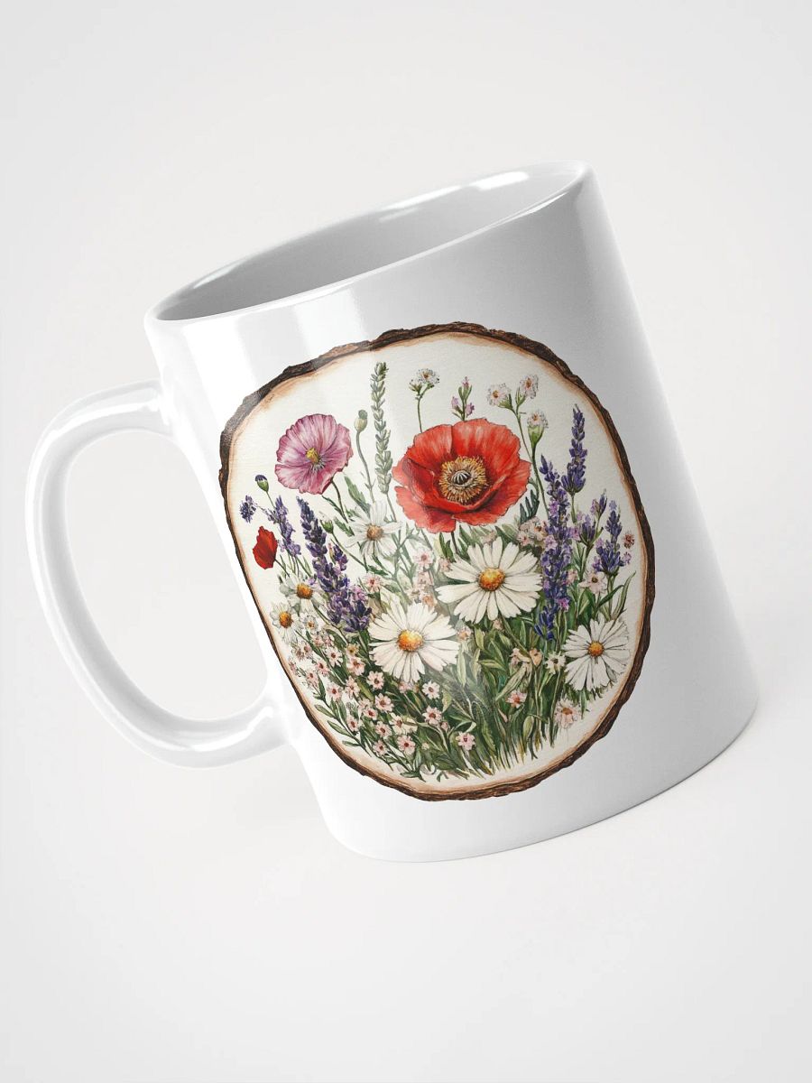 Red Poppy Wildflower Round Wood Art Ceramic Mug product image (3)