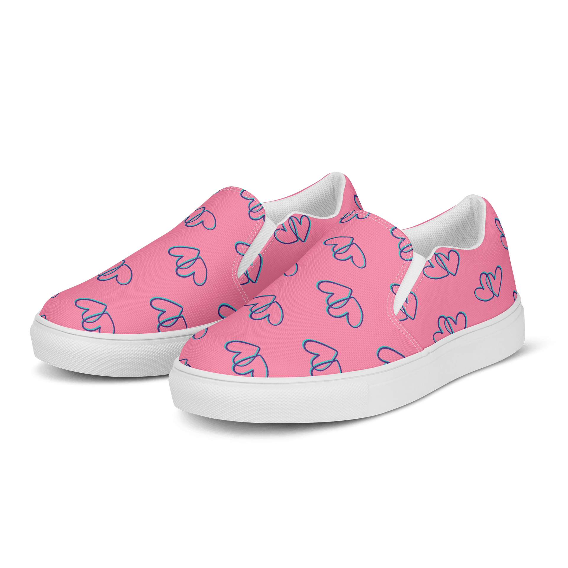 Pink Heart Women's Canvas Slip-On Shoes product image (3)