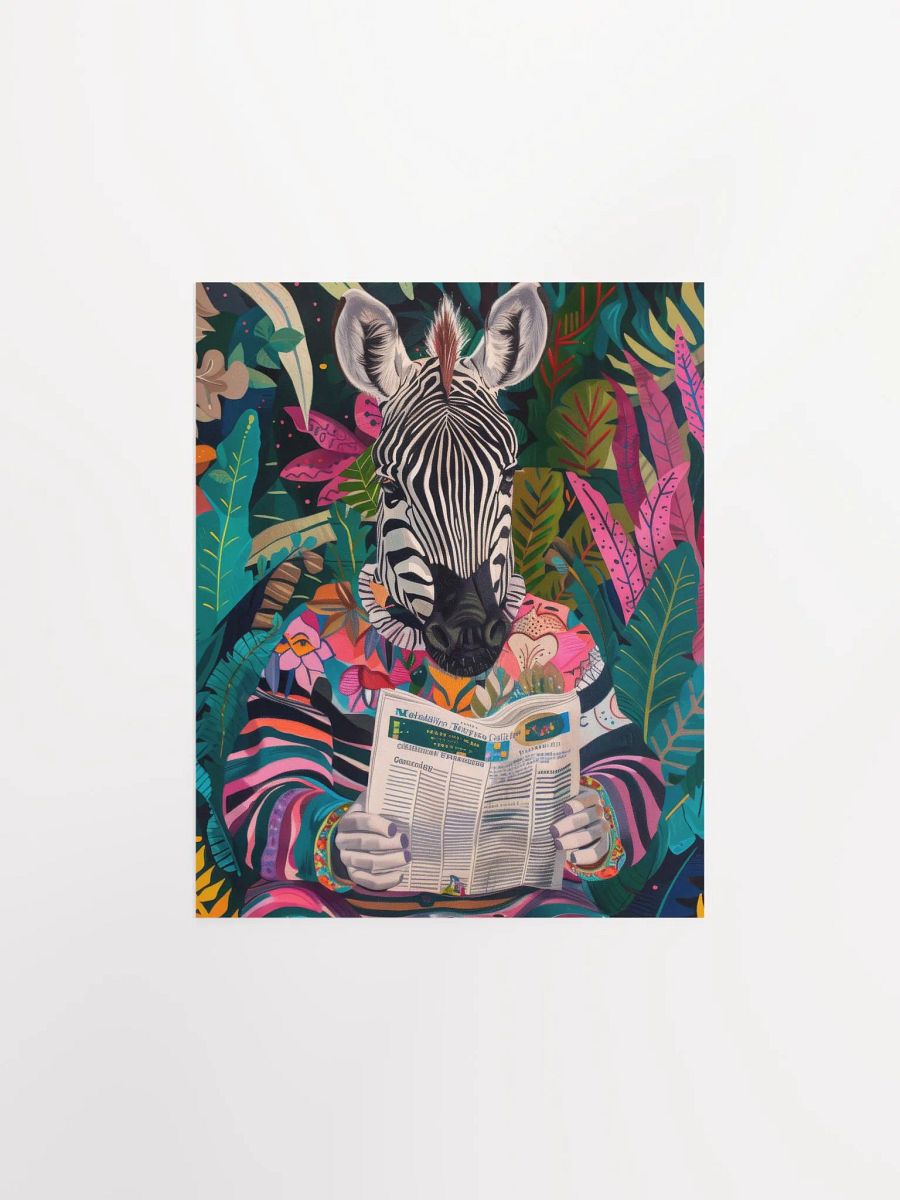 Zebra Reading a Newspaper Maximalist Animal Art Print product image (27)