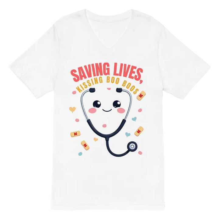 Smiling Stethoscope Saving Lives v-neck Tee product image (6)