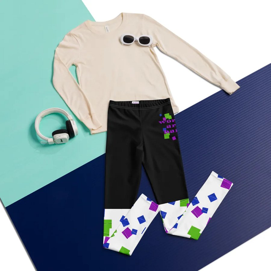 Glitchy Words are hard Vibes Youth Leggings product image (6)