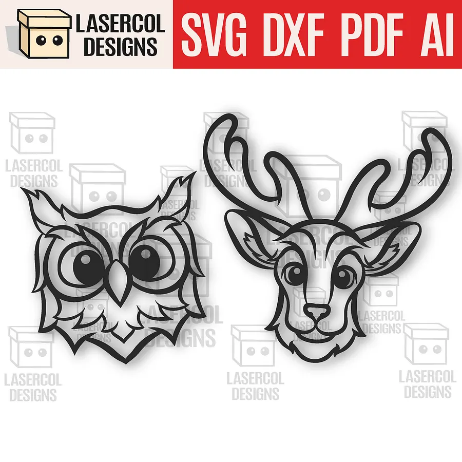 Cute Animals Wall Art Bundle - Laser Cut Files product image (5)