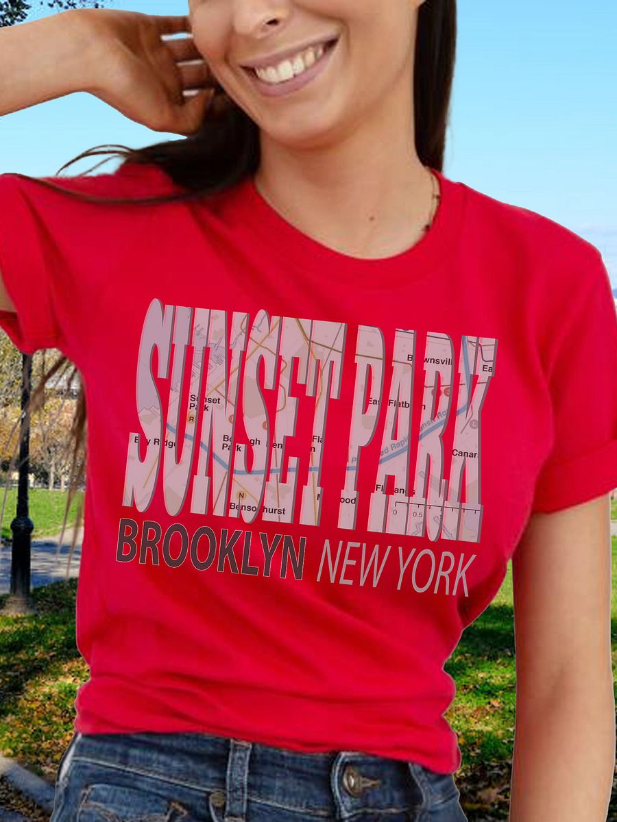 Fun Cool Sunset Park Brooklyn New York with Subway Map T-Shirt product image (2)