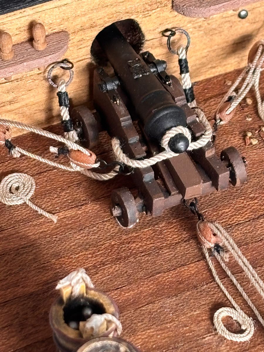 Wooden Diorama: Cannon Aboard a Historic Ship - brown ship version product image (6)