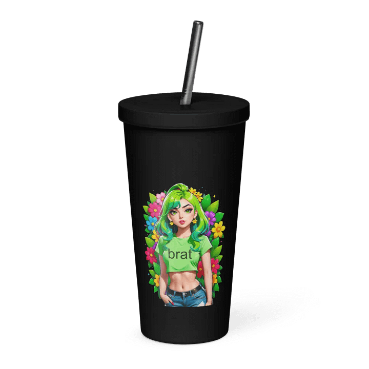 Brat 20 oz Tumbler Cup - Black - Insulated Tumbler with a Straw v2 product image (1)