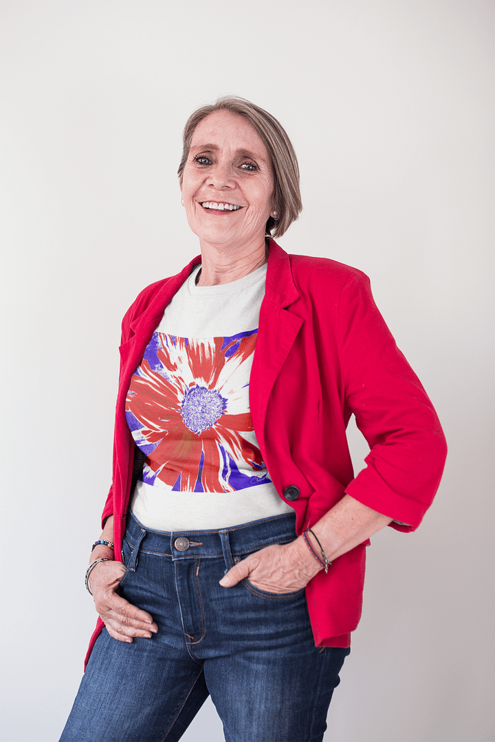 Navy, Red and White Daisy on Navy Abstract Background Women's T Shirt product image (2)
