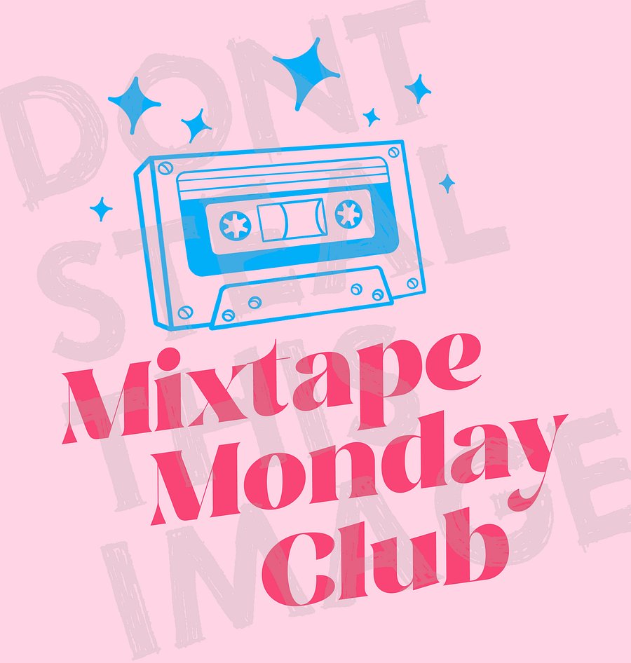 Mixtape Monday Club Embroidered Sweatshirt // Blue & Pink product image (3)