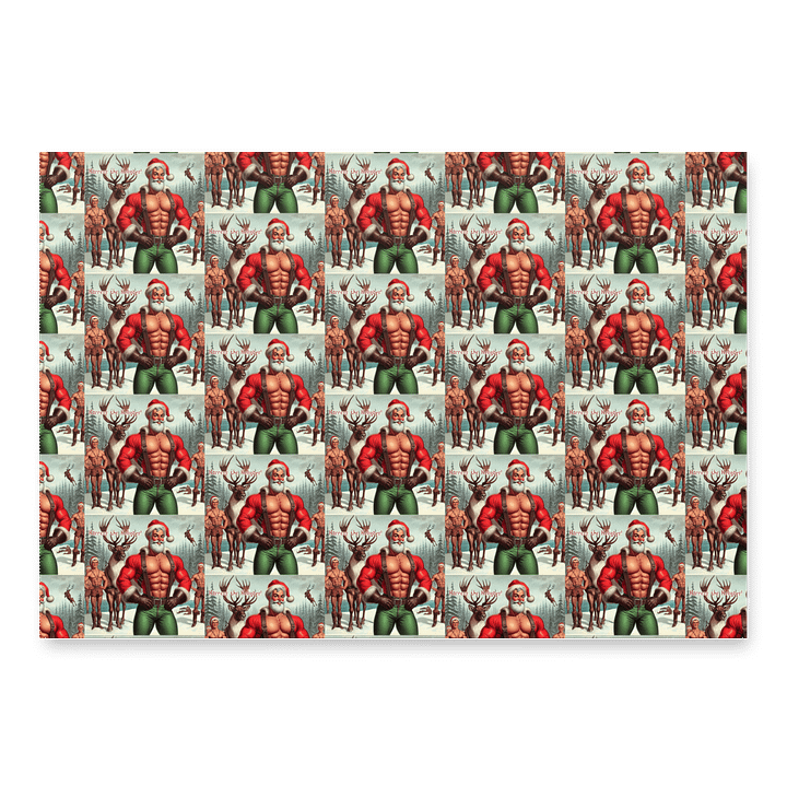 Camp Christmas Gay Leather Christmas Wrapping Paper Set of 3 Sheets! product image (2)