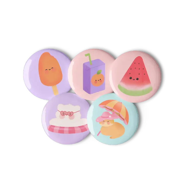 Summer Fun Cute Cat Button Pins Set product image (1)