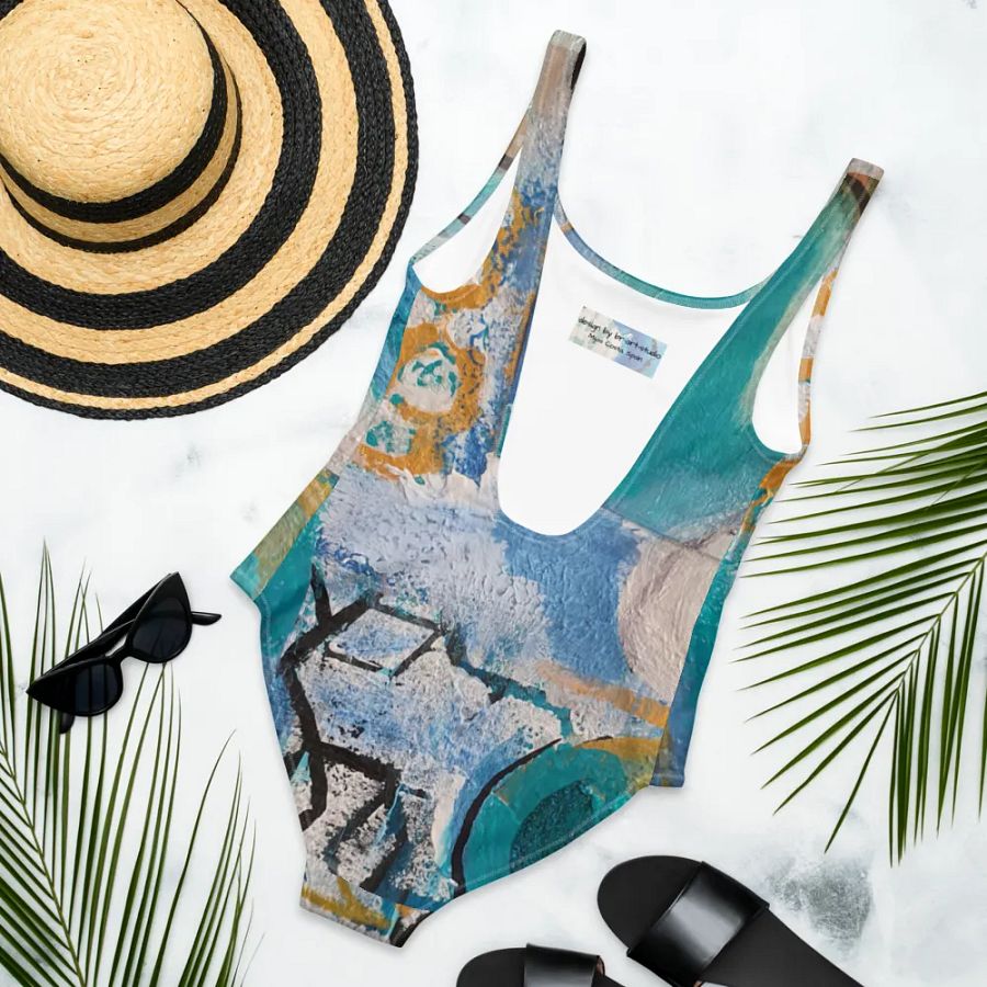 original painting by b.reters print on swimsuit, beautiful blue colours product image (6)