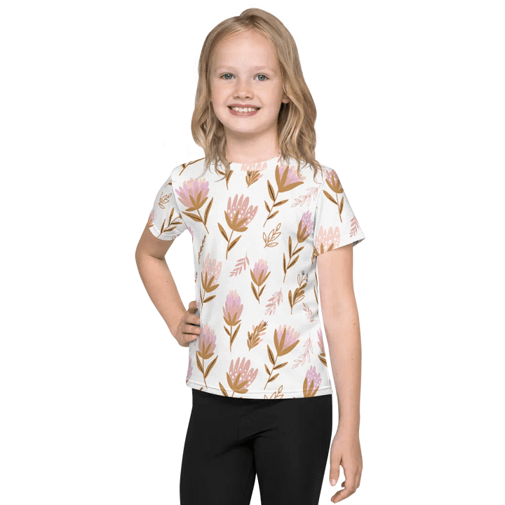 Summer Vibe Pastel Floral All Over Print Crew Neck T-Shirt For Kids product image (1)