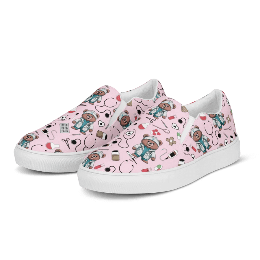 Cute Medical Bears Slip-On Canvas Shoes (Pink) product image (6)