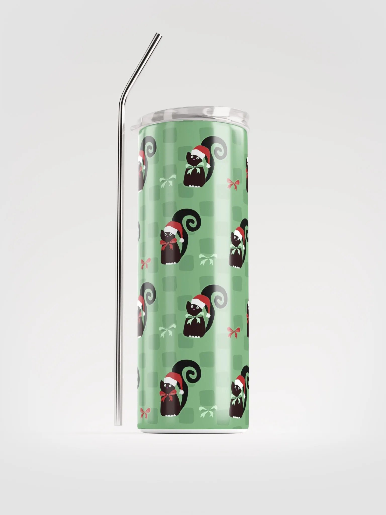 Christmas Kitties in a Row 20 oz Stainless Steel Tumbler – Green product image (8)