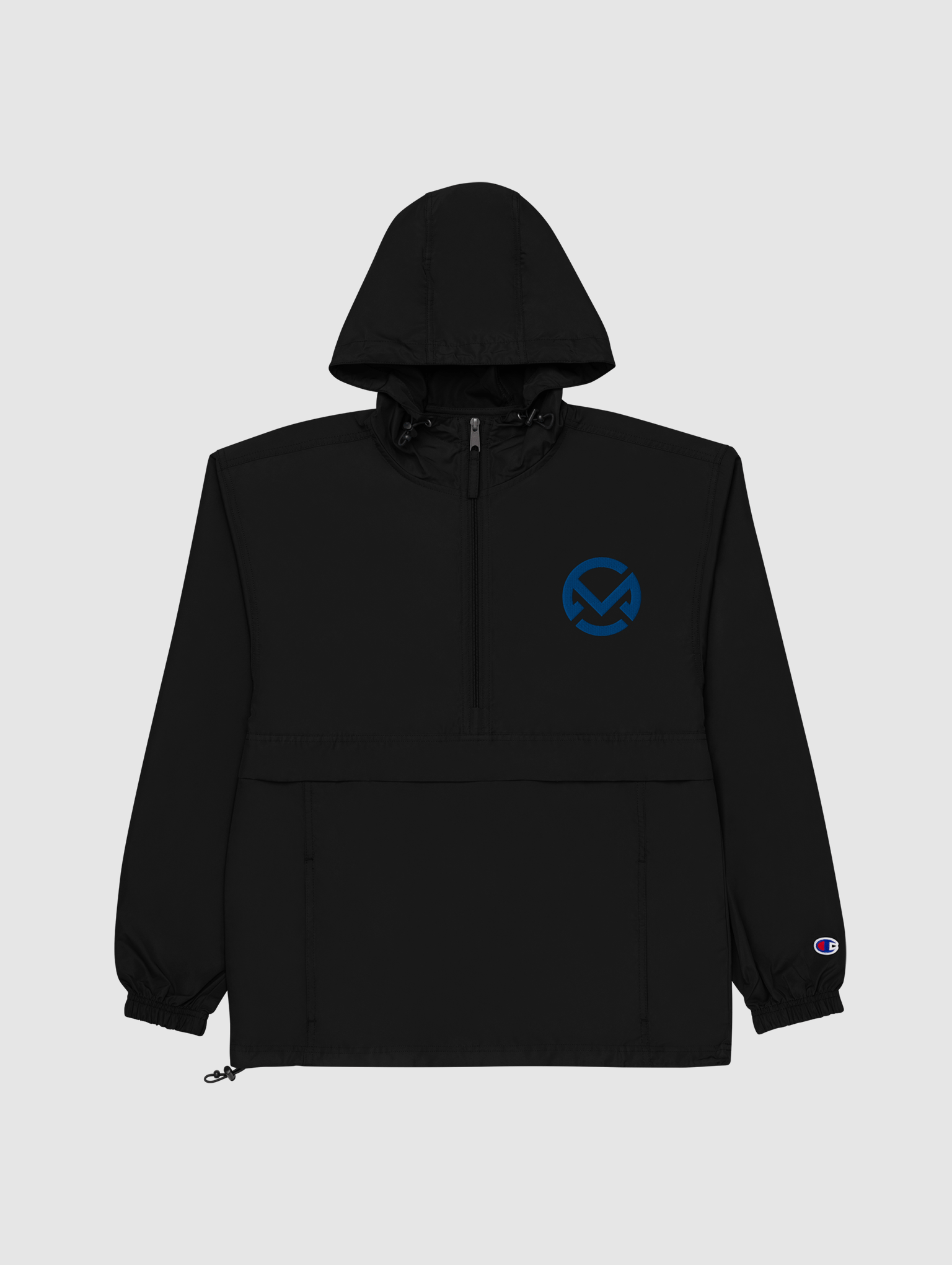 [chancemars55] Embroidered Champion Packable Jacket (Black) product image (3)