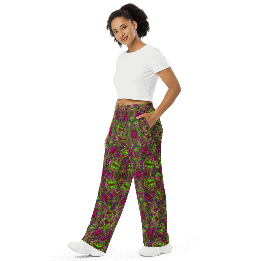 Green and Pink Kaleidoscope Wideleg Pants product image (4)