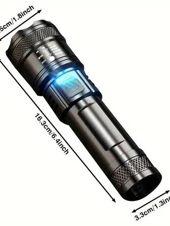 Đèn pin LED siêu sáng 3 chế độ Zoom có thể sạc lại Đèn ngoài trời di động Thích hợp cho cắm trại, đi bộ đường dài và câu cá product image (7)