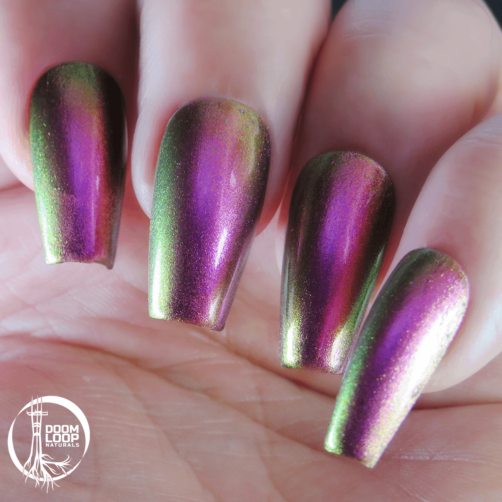 SYNTHETIC JOY - Vivid Magenta Gold Green Multichrome Nail Polish product image (4)